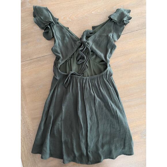 Mi Ami forest green ruffle mini dress - size small - Picture 3 of 7